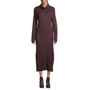 NWT Stitchdrop Turtleneck Rib-Knit Midi Maxi Sweater Dress Burgundy Size XL NEW
